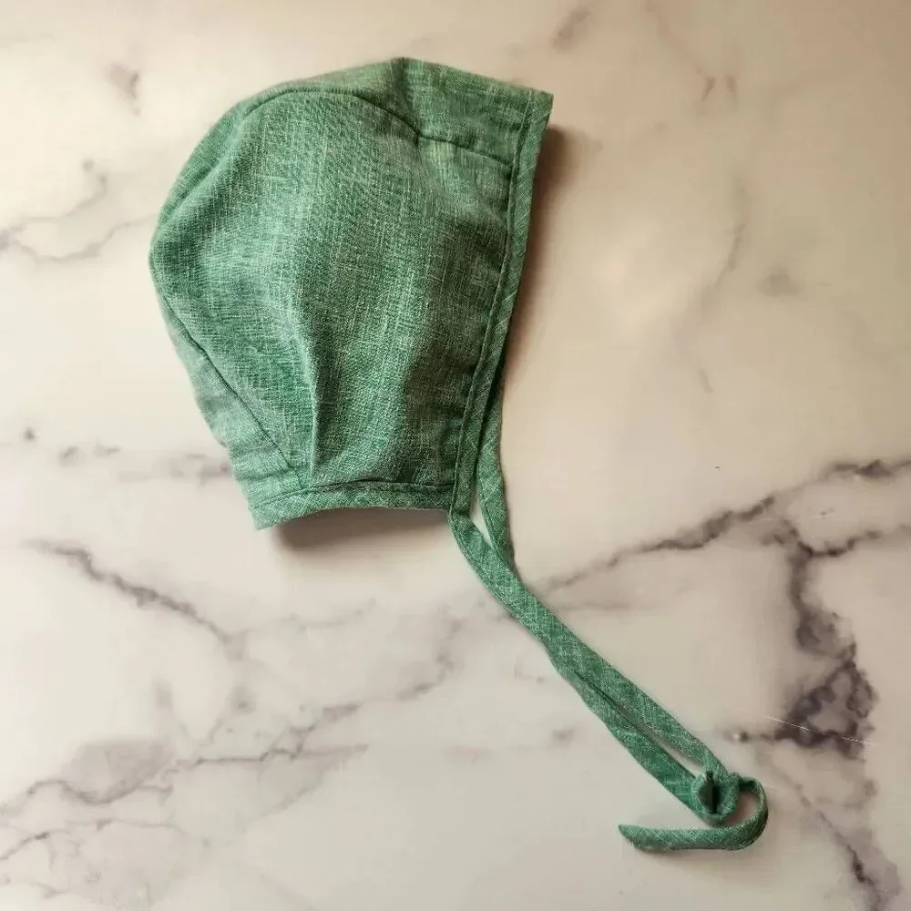 A Path Less Raveled cream floral lace reversible seafoam green bonnet girls 2-6